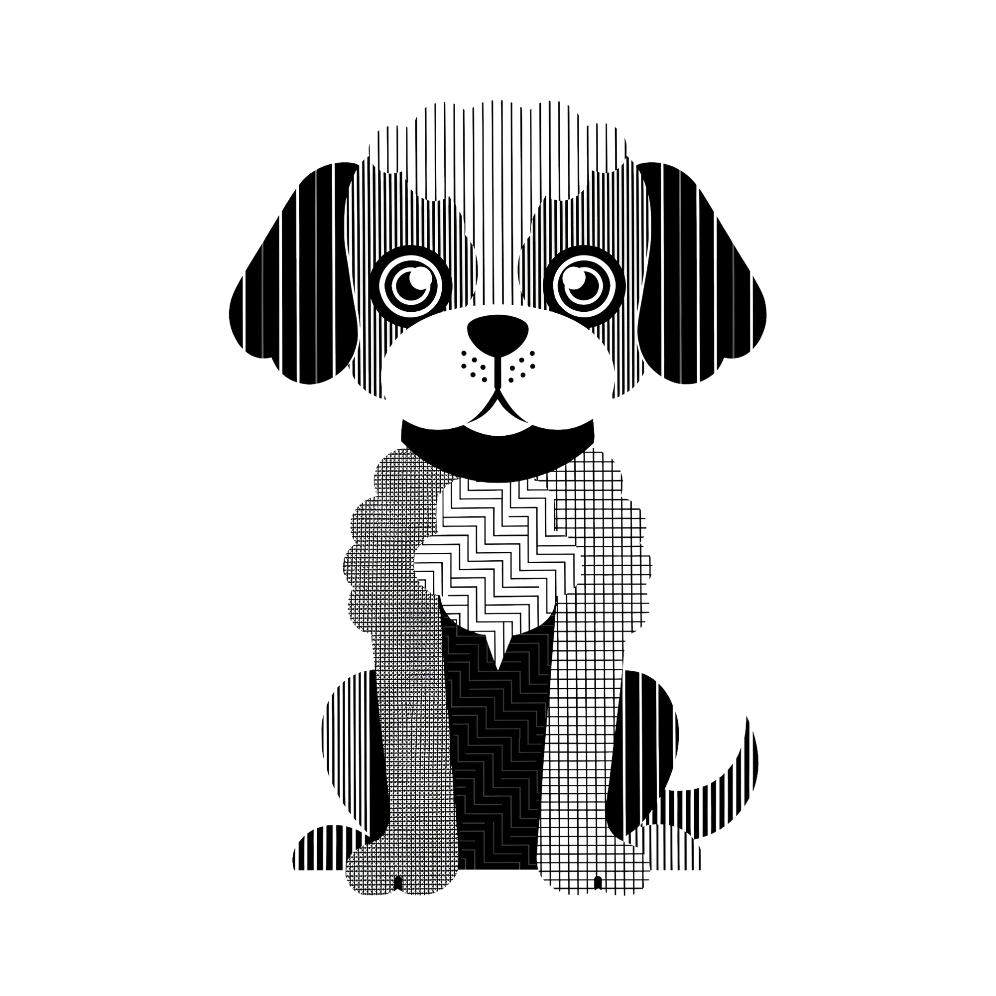 Cavoodle Geometric Line Art - White