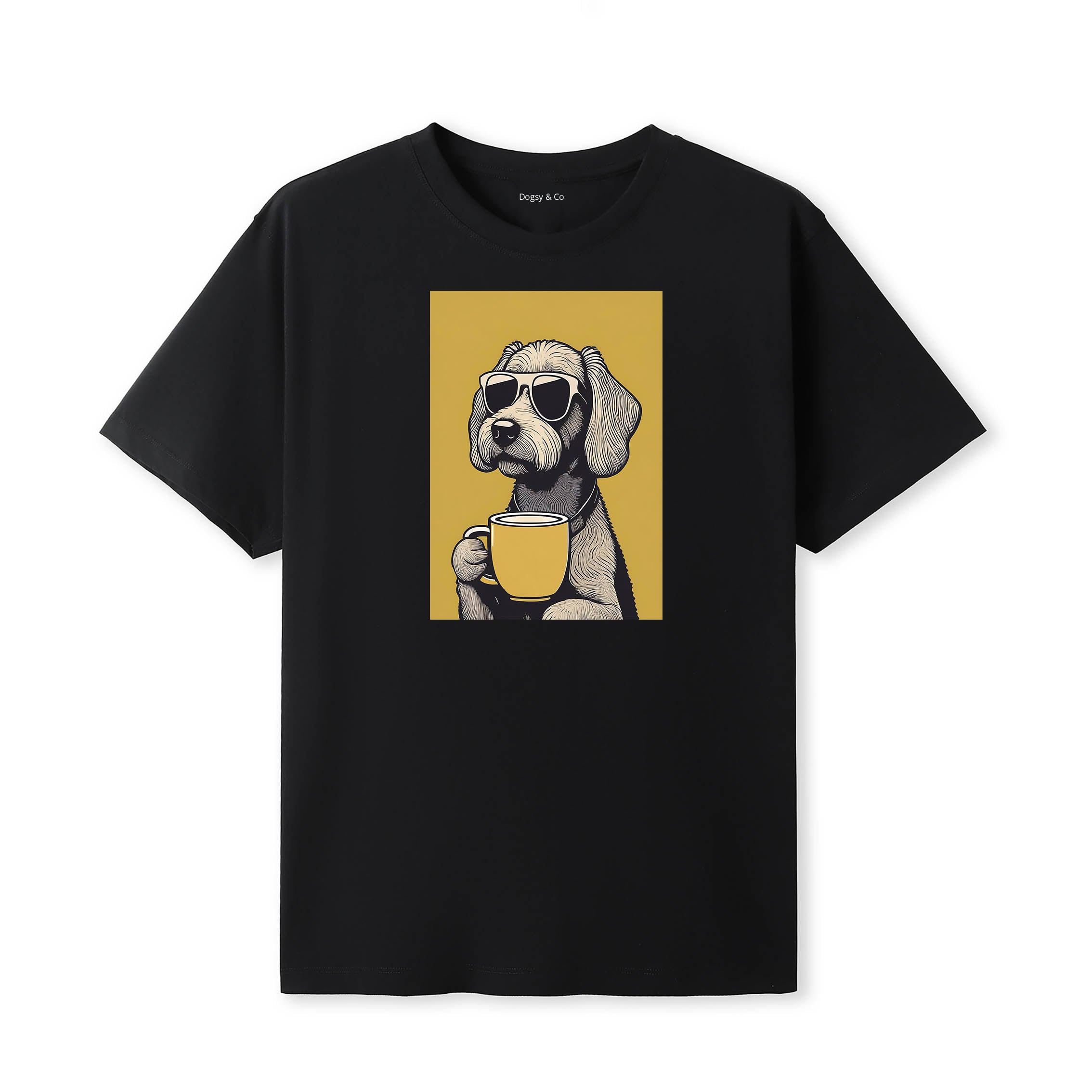 Cavoodle Coffee Dog T-Shirt V2 Black