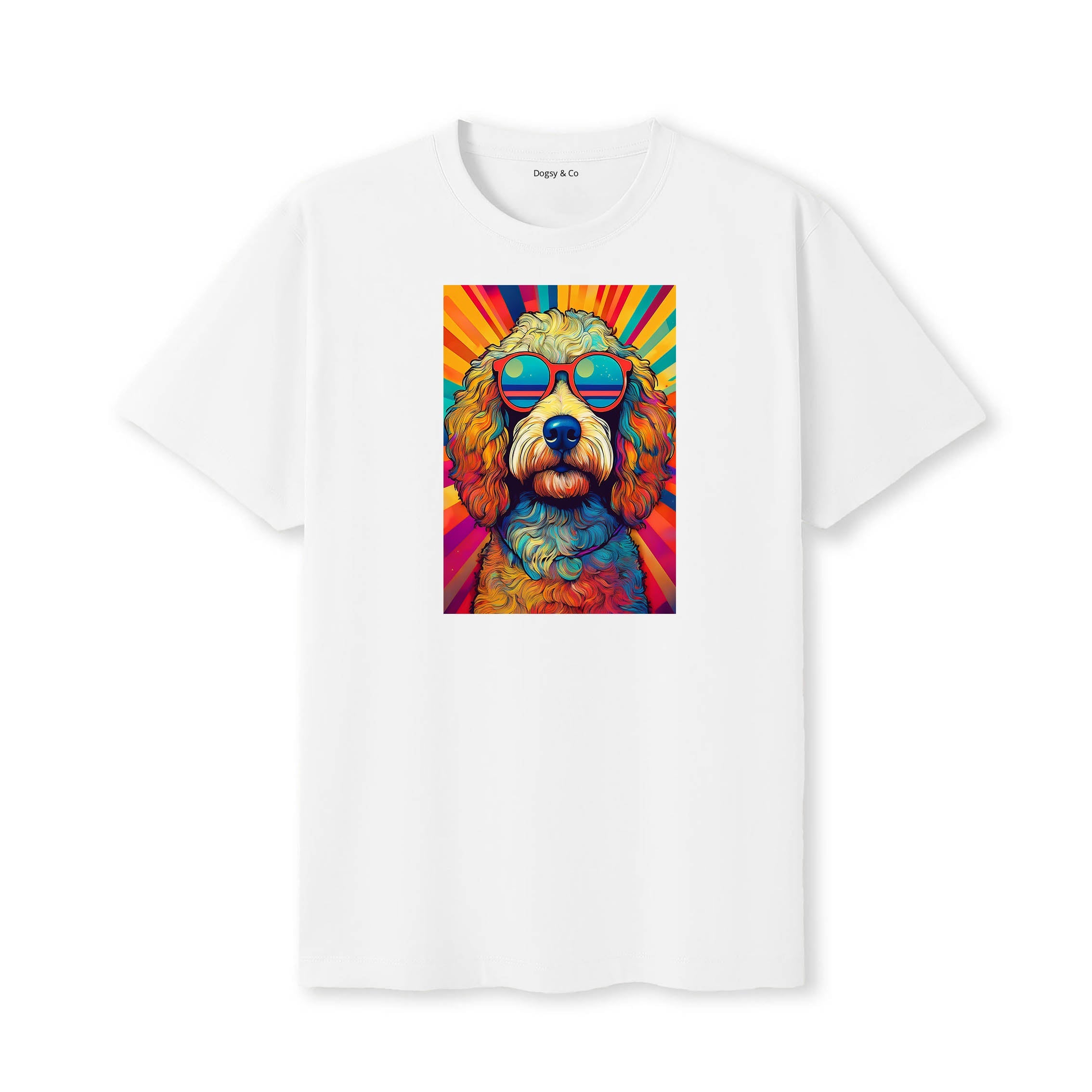 Cavoodle Sunnies Dog T-Shirt V1 White