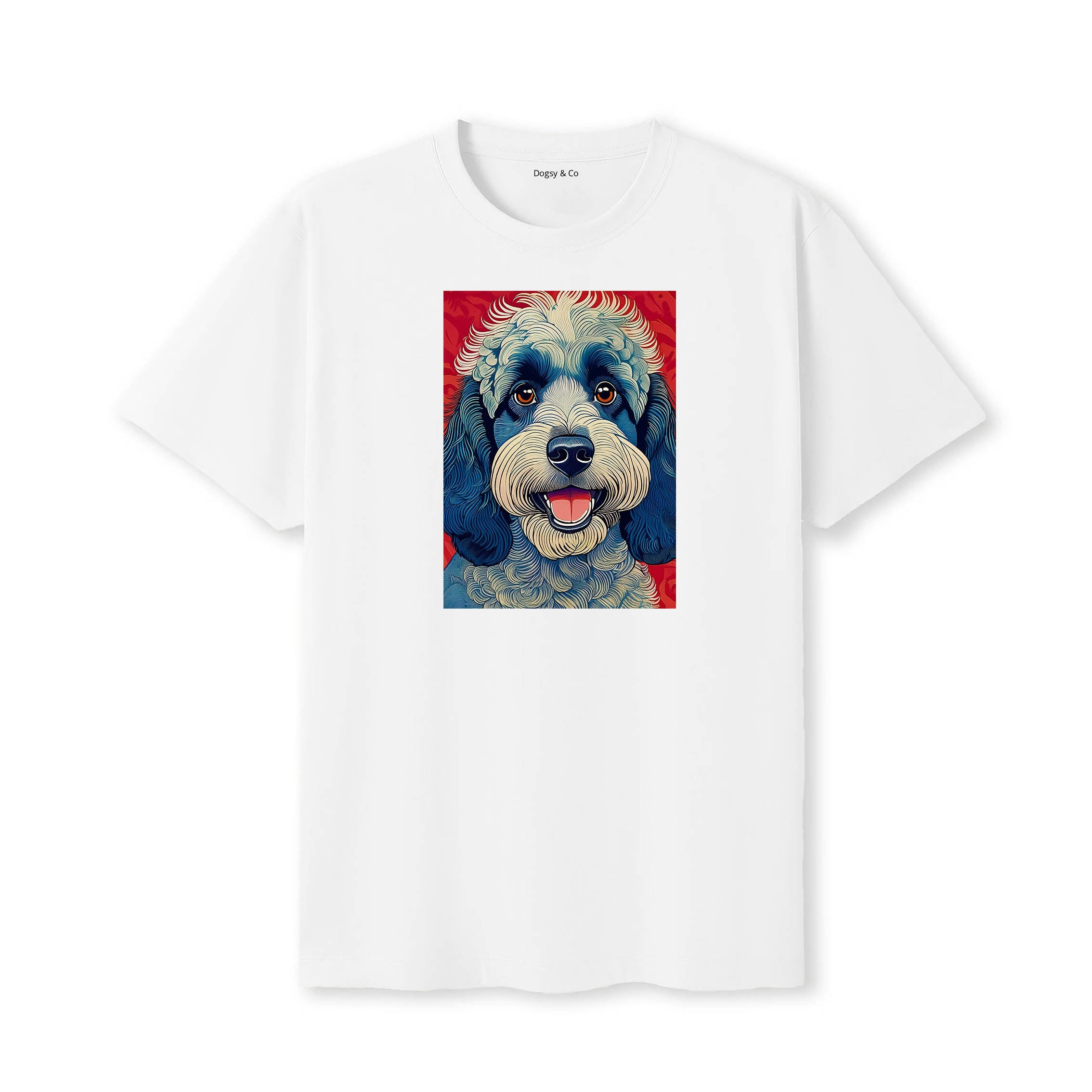 Cavoodle Hokusai Dog Portrait T-Shirt V2 White