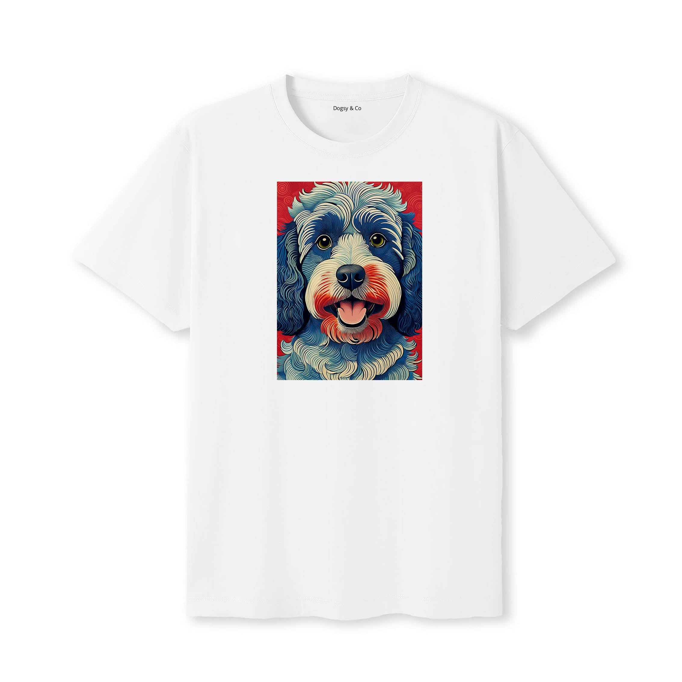 Cavoodle Hokusai Dog Portrait T-Shirt V4 White