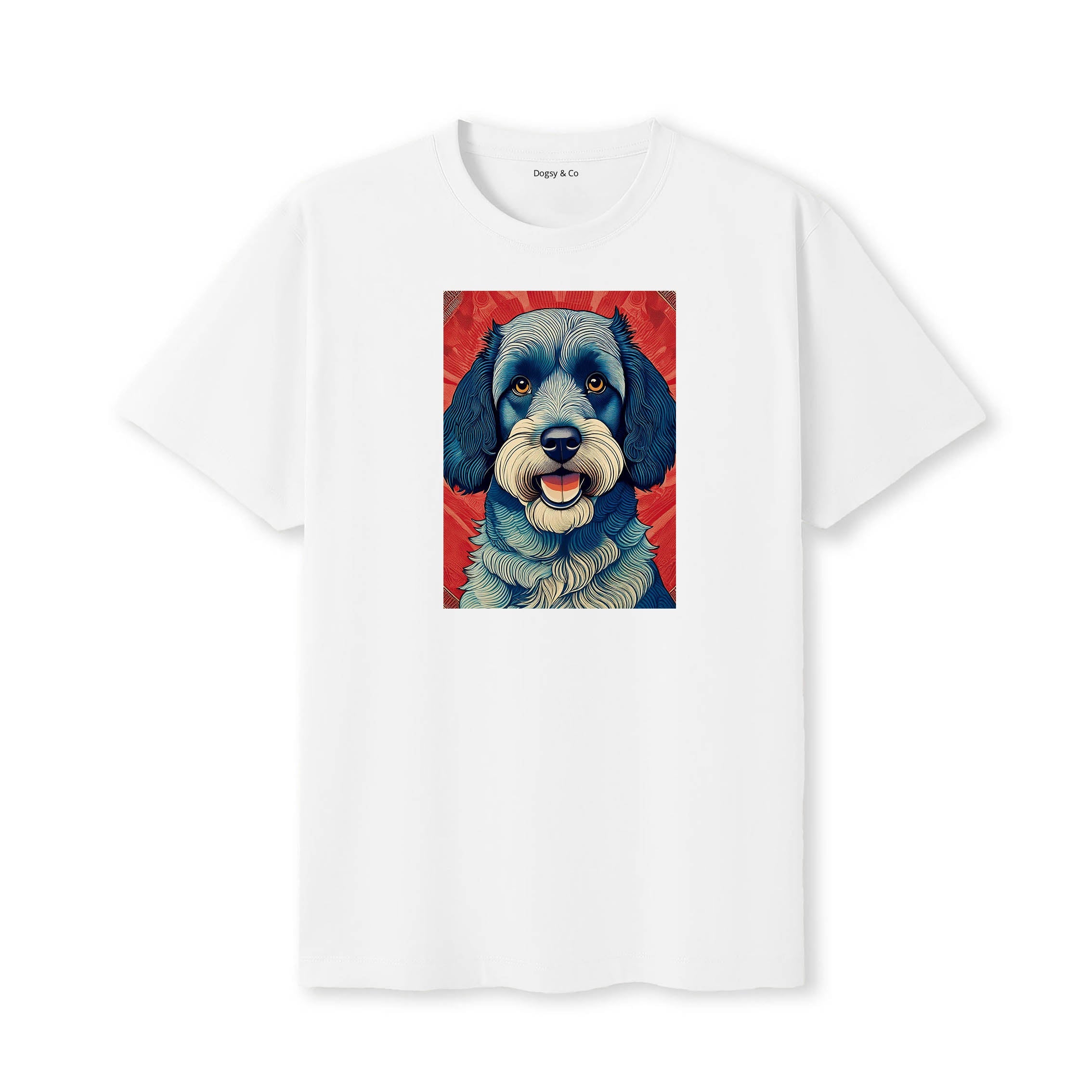 Cavoodle Hokusai Dog Portrait T-Shirt V5 White