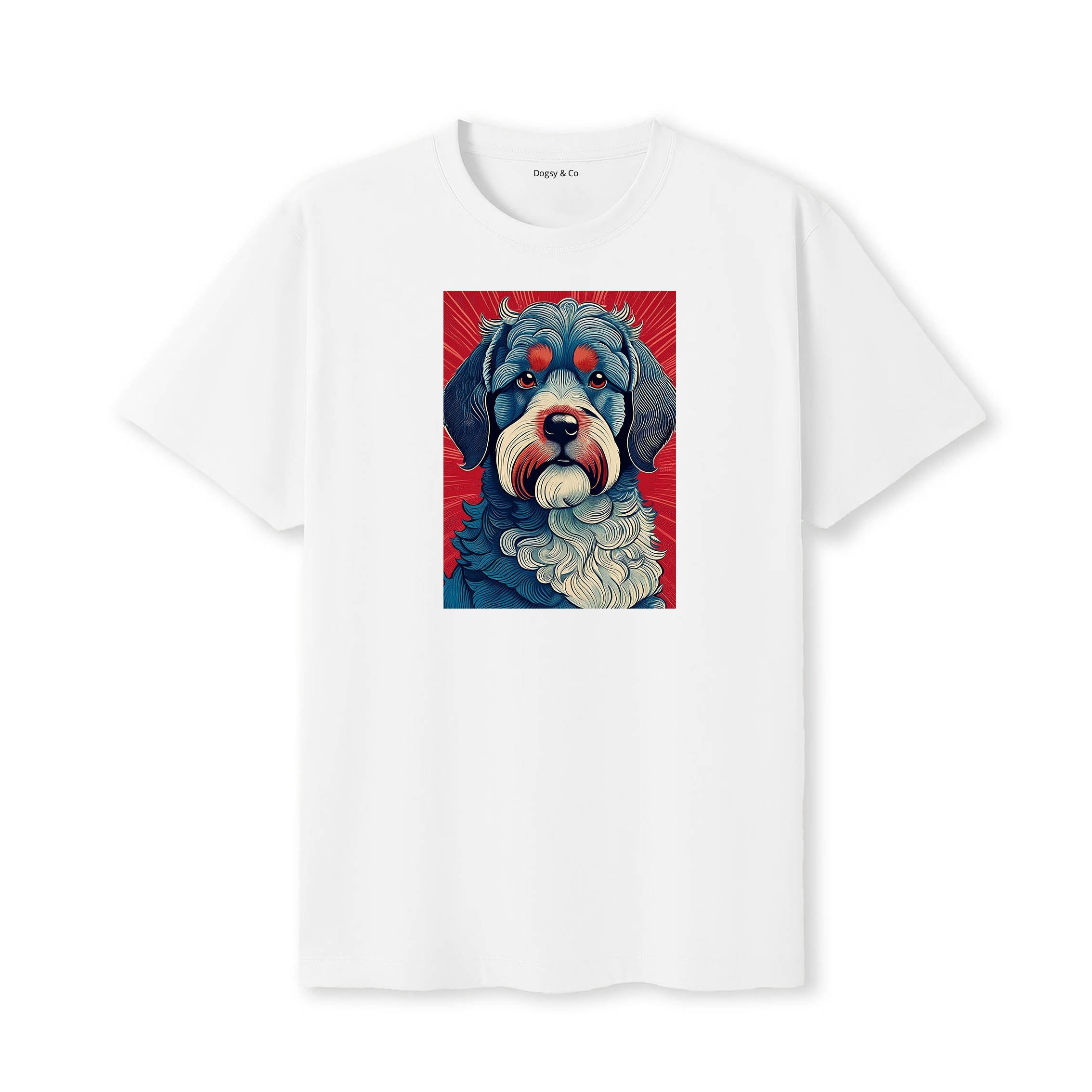 Cavoodle Hokusai Dog Portrait T-Shirt V6 White