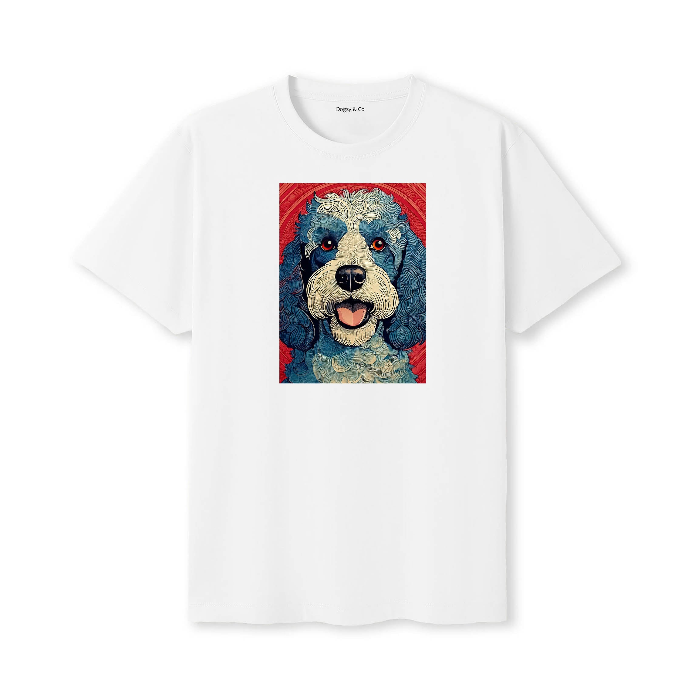 Cavoodle Hokusai Dog Portrait T-Shirt White
