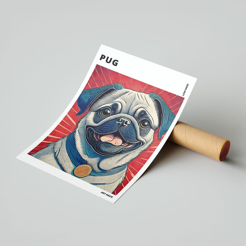 Pug Hokusai Japanese Inspired Dog Series with Text image 6