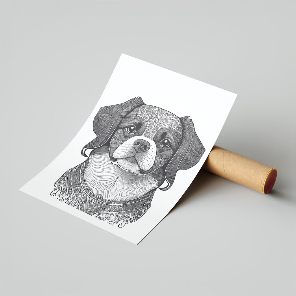 Japanese Chin Mandala Black and White Dog Series image 6