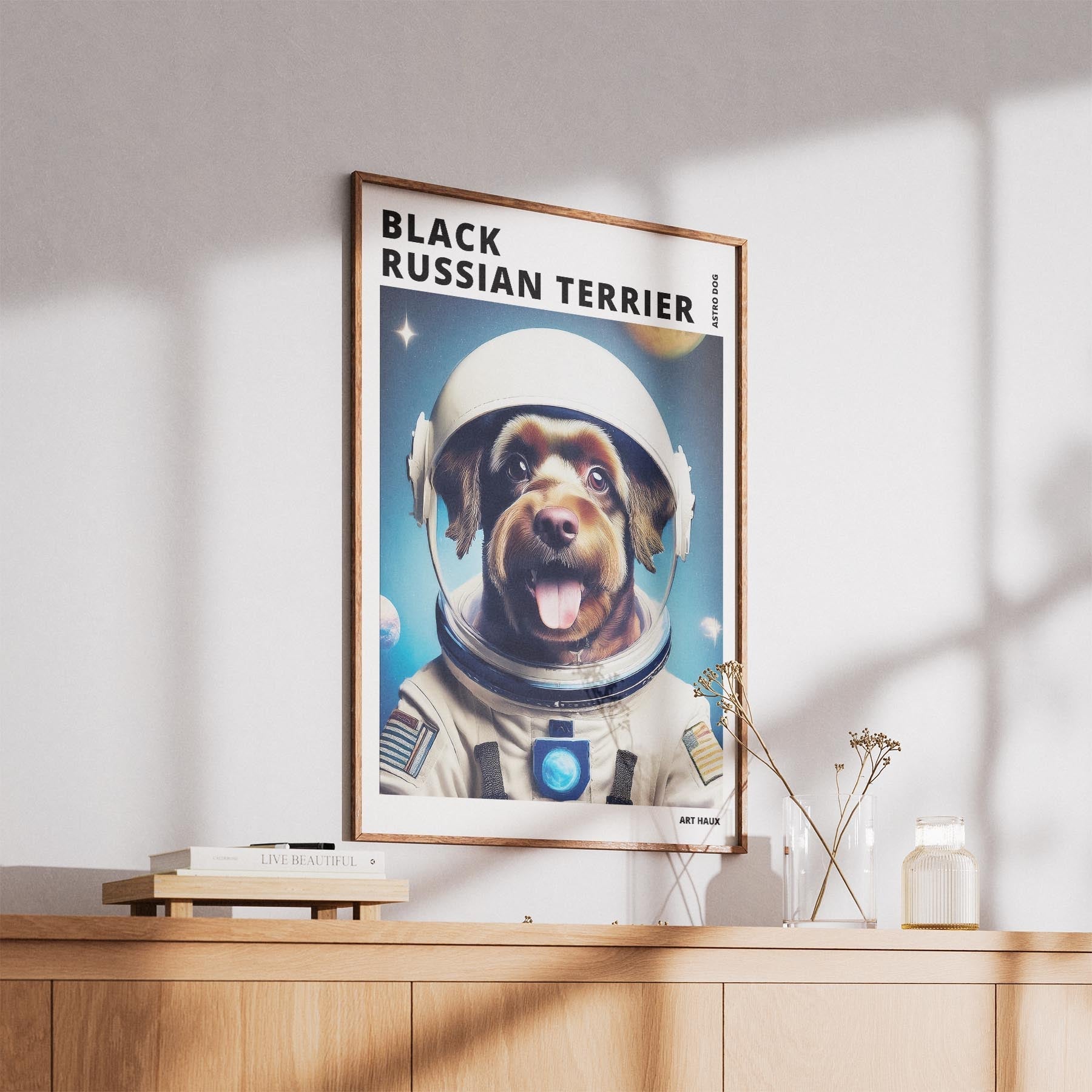 Black Russian Terrier Astronaut Dog Series with Text Astro Dog image 5
