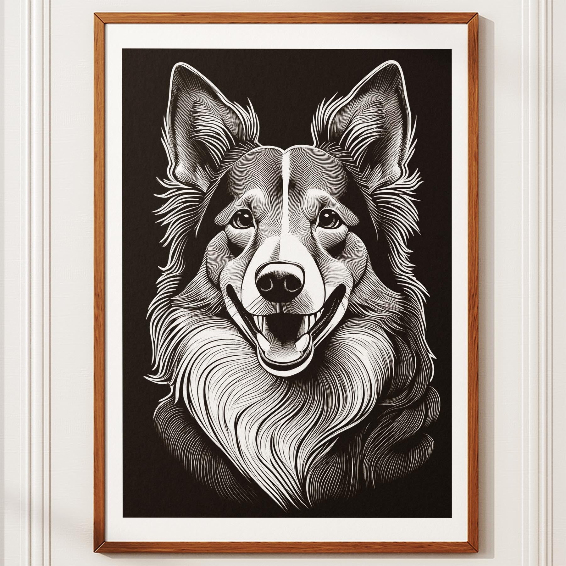 Shetland Sheepdog Line Dog Series in Black and White image 10