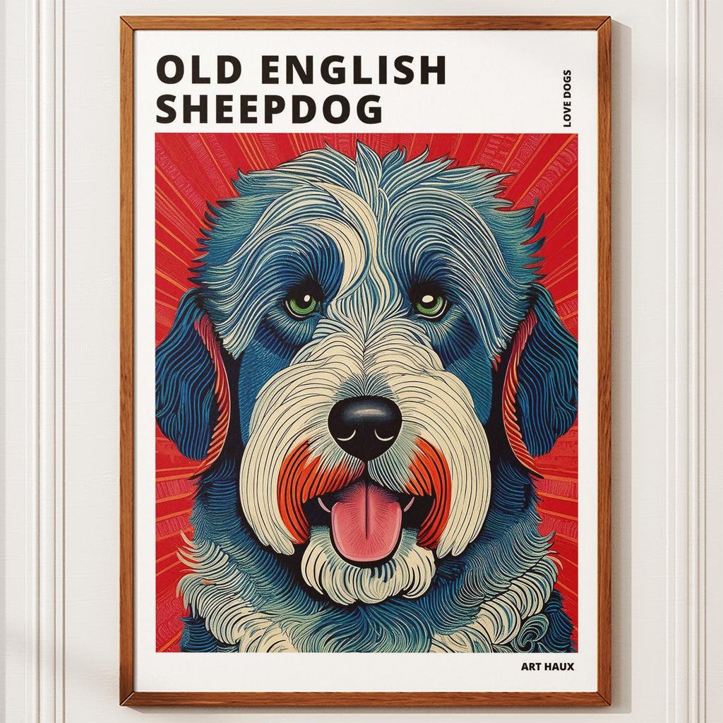 Old English Sheepdog Hokusai Japanese Inspired Dog Series with Text image 9