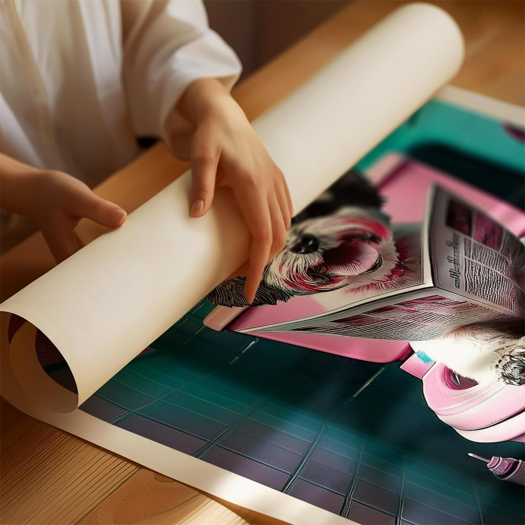 Maltese Toilet Dogs PInk and Turquise image 1