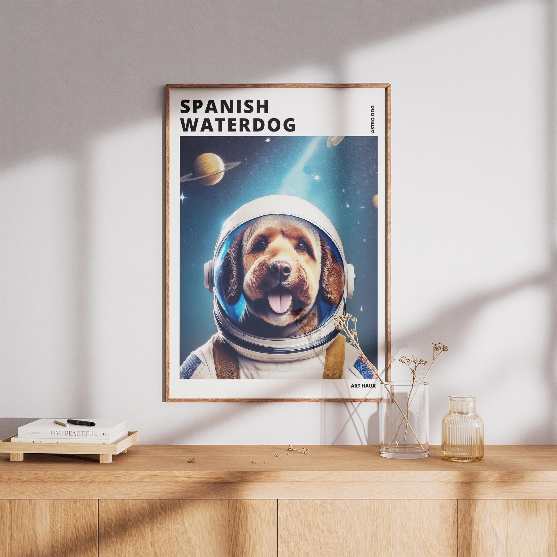 Spanish Water Dog Astronaut Dog Series with Text Astro Dog image 8
