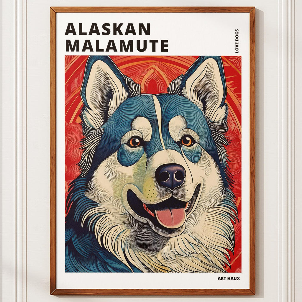 Alaskan Malamute Hokusai Japanese Inspired Dog Series with Text image 9