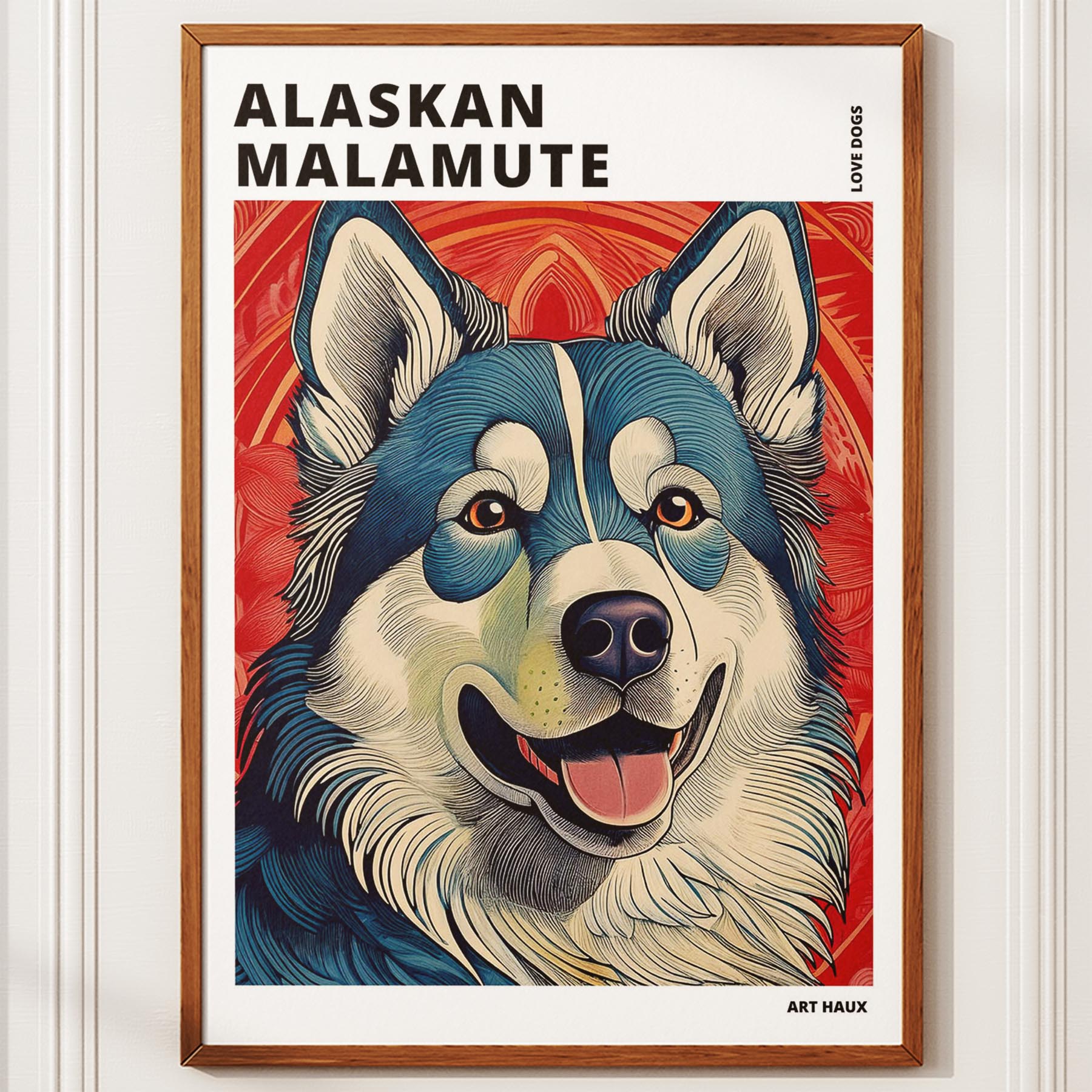 Alaskan Malamute Hokusai Japanese Inspired Dog Series with Text image 9