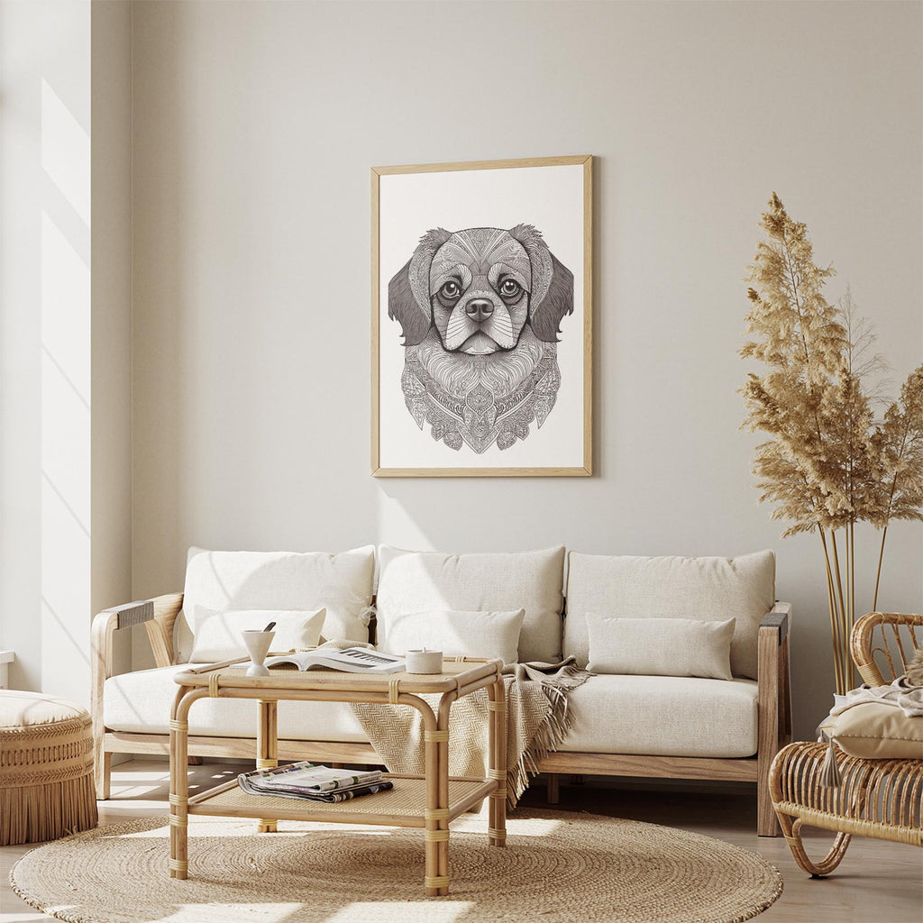 Pekingese Mandala Black and White Dog Series image 2