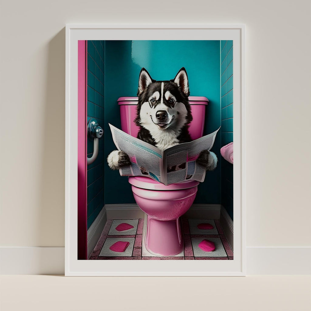 Siberian Husky Toilet Dogs PInk and Turquise image 9