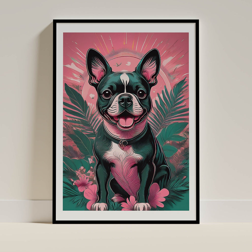 Boston Terrier Flowery Dog image 0