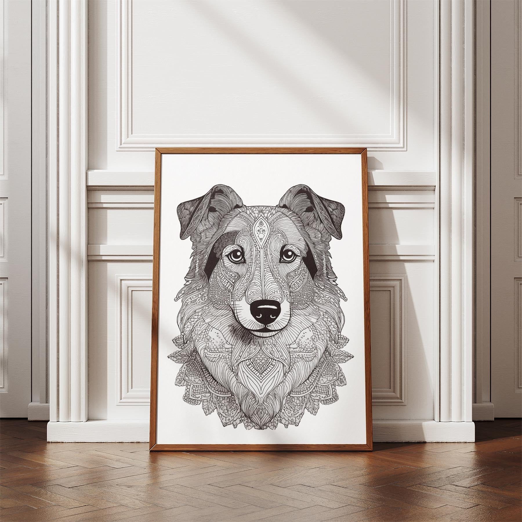 Shetland Sheepdog Mandala Black and White Dog Series image 4