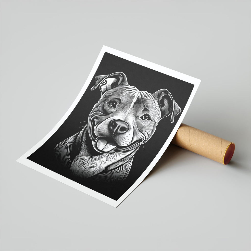 American Pitbull Terrier Line Dog Series in Black and White image 6