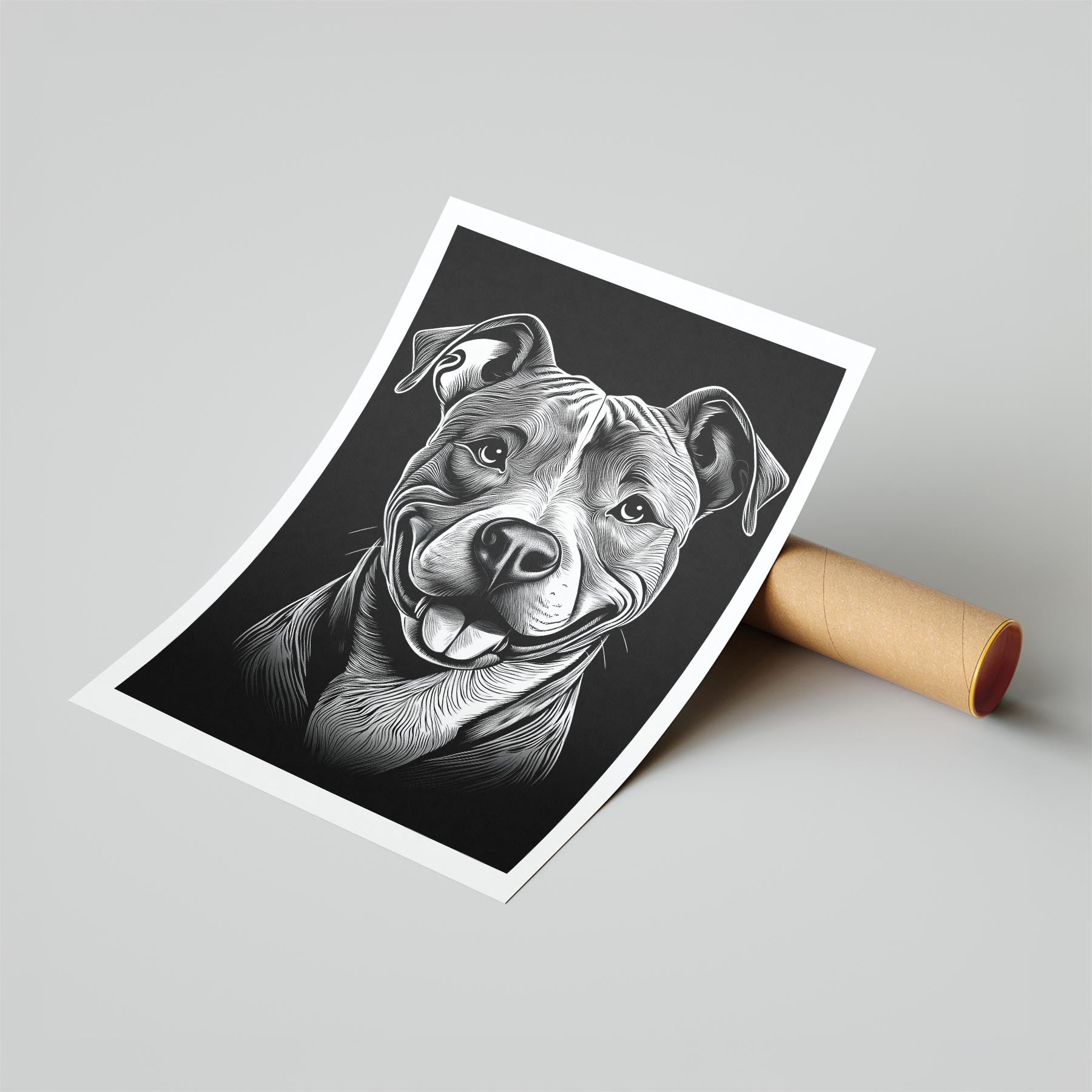 American Pitbull Terrier Line Dog Series in Black and White image 6