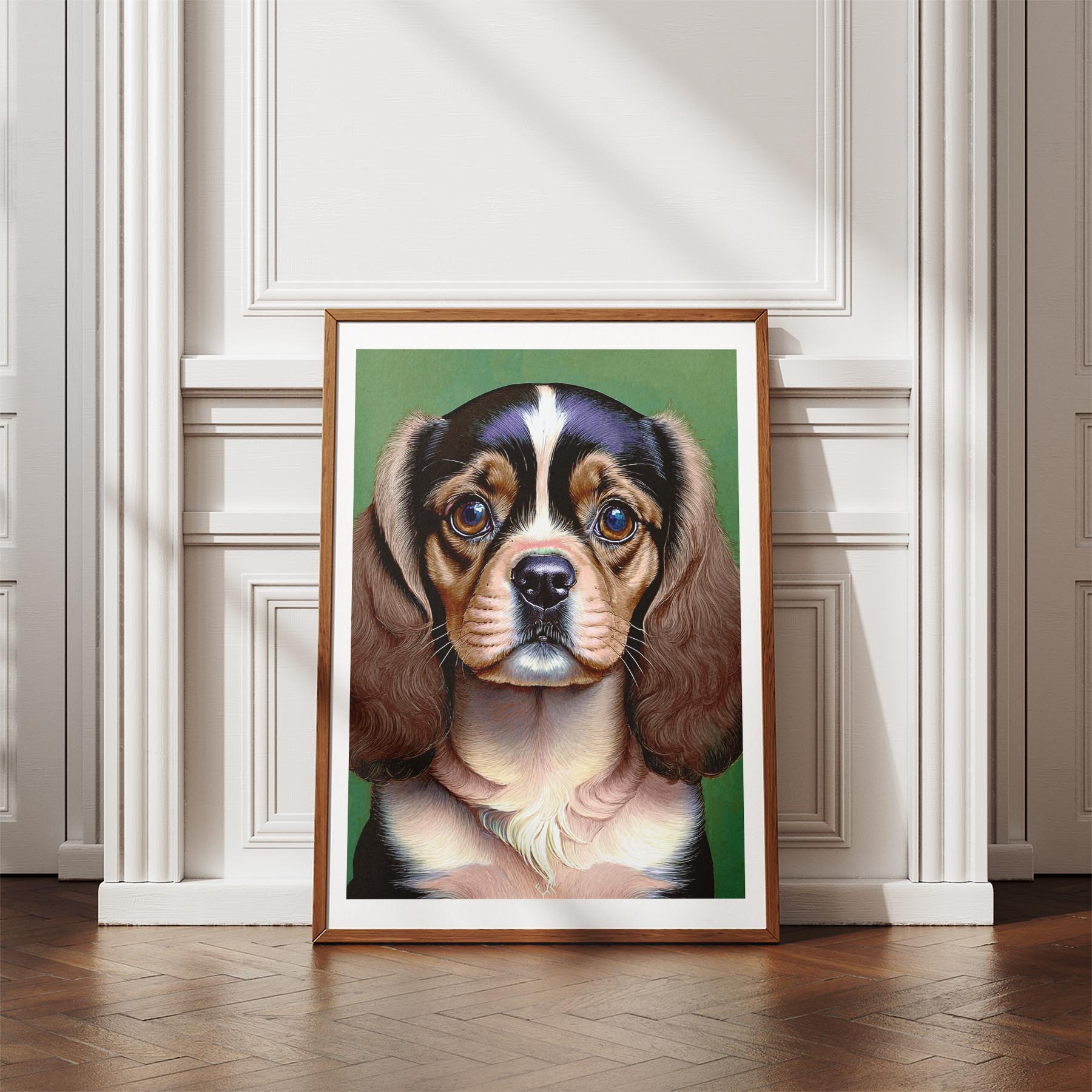 Cavalier Spaniel Green Painted Series image 4