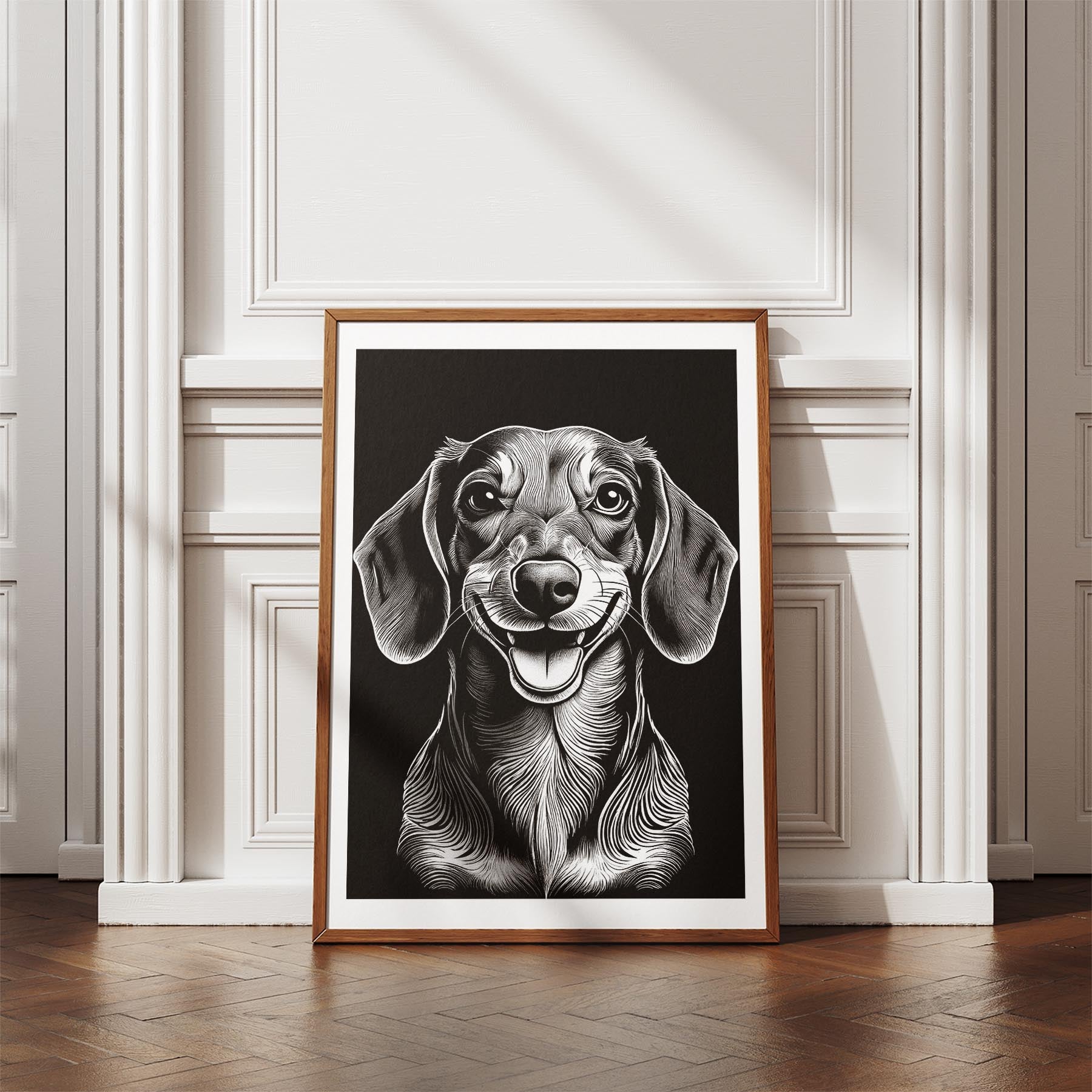 Dachshund Line Dog Series in Black and White image 4