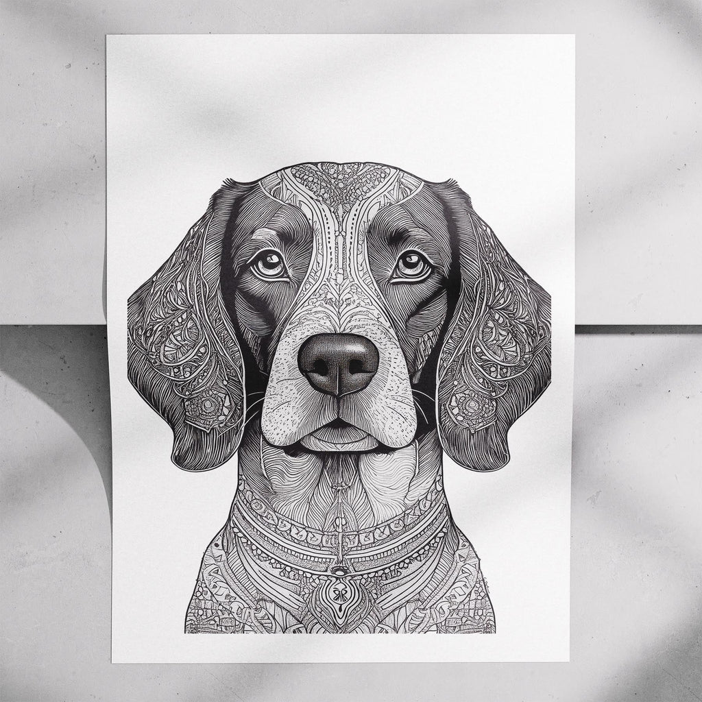 English Springer Spaniel Mandala Black and White Dog Series image 7