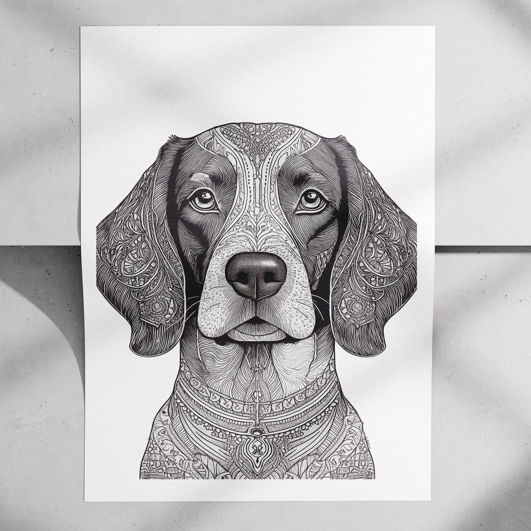 English Springer Spaniel Mandala Black and White Dog Series image 7