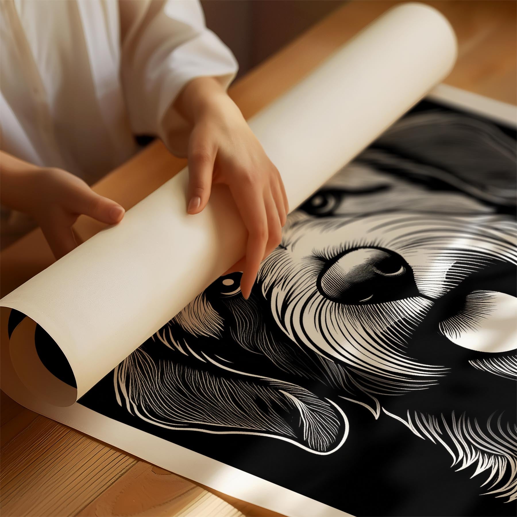 Spanish Water Dog Line Dog Series in Black and White image 1