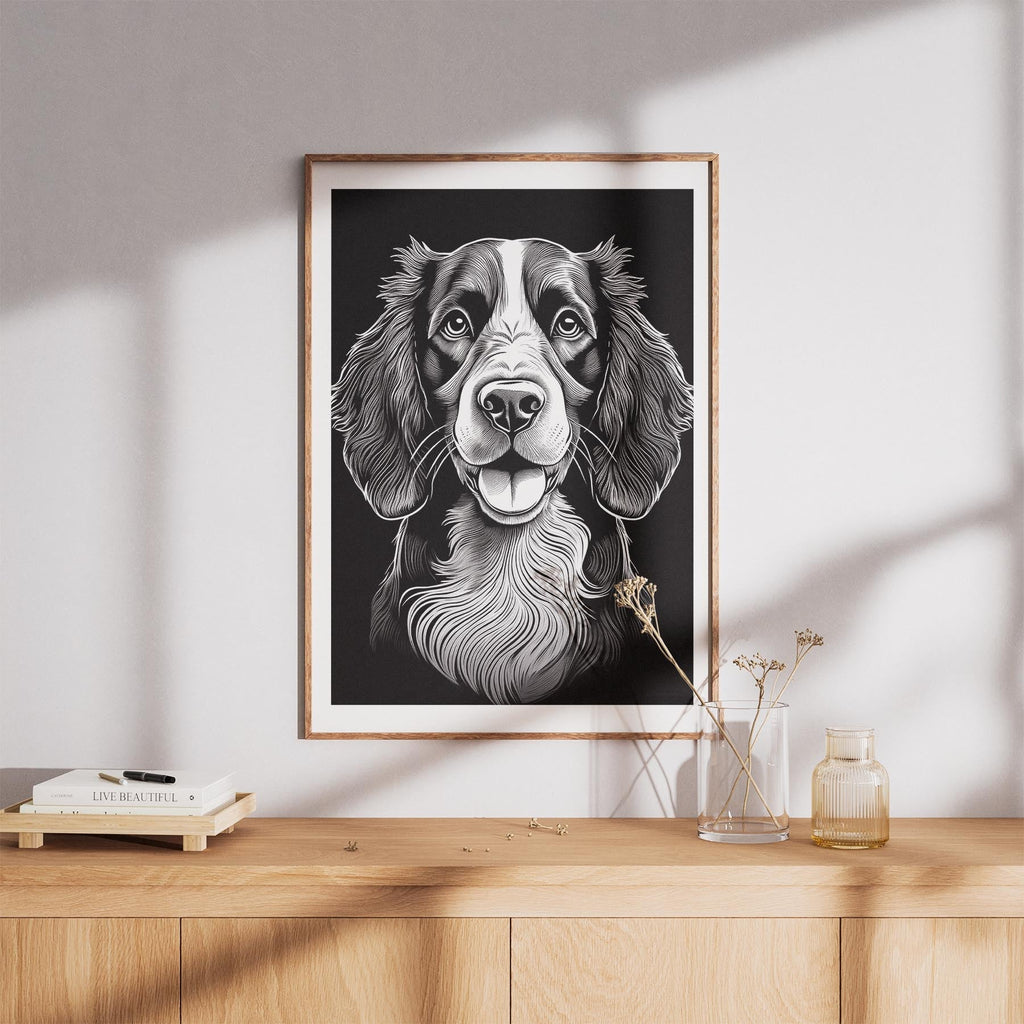 English Springer Spaniel Line Dog Series in Black and White image 8