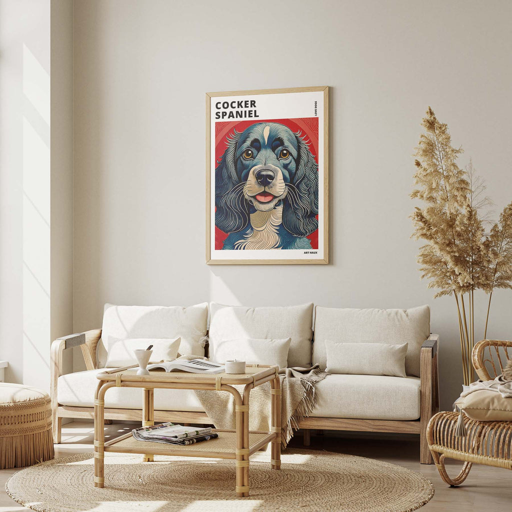 Cocker Spaniel Hokusai Japanese Inspired Dog Series with Text image 2