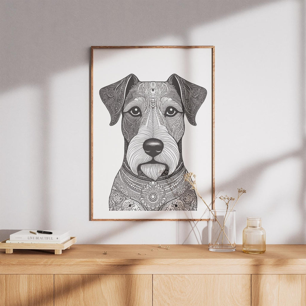Fox Terrier Mandala Black and White Dog Series image 8