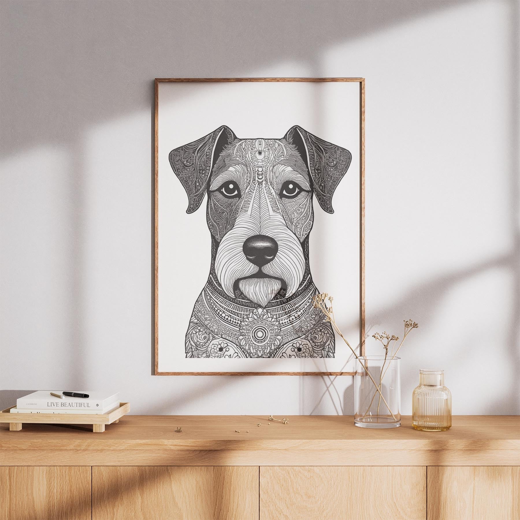 Fox Terrier Mandala Black and White Dog Series image 8