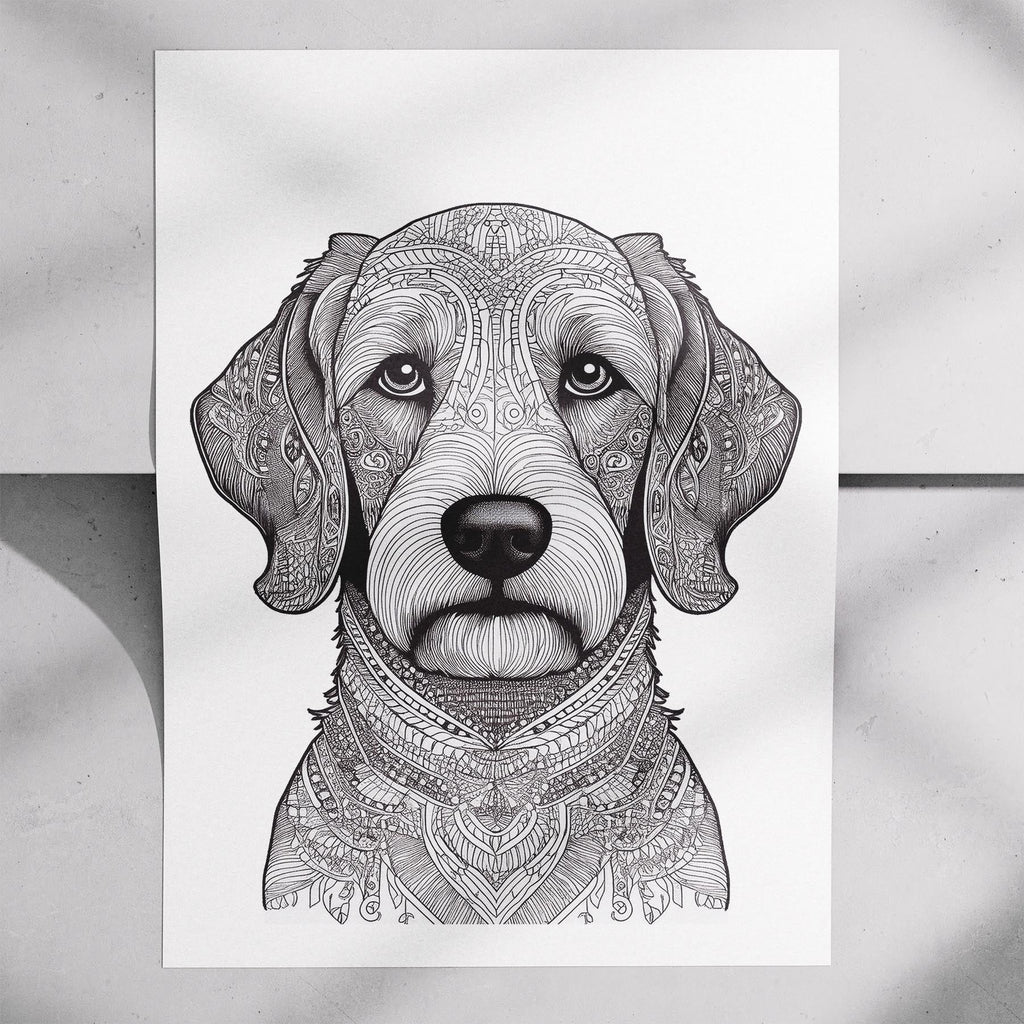 Groodle Mandala Black and White Dog Series image 7