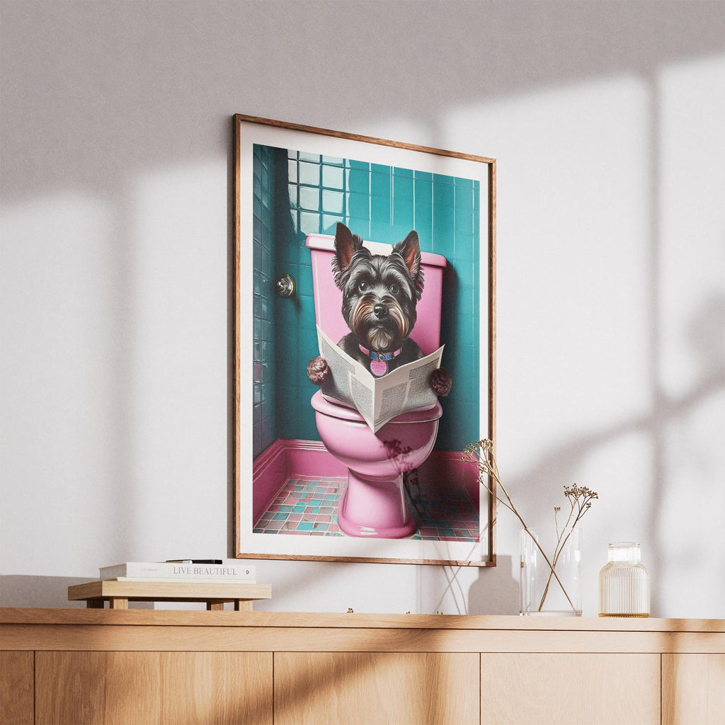 Yorkshire Terrier Toilet Dogs PInk and Turquise ! This kitschy, colourful Yorksh image 2