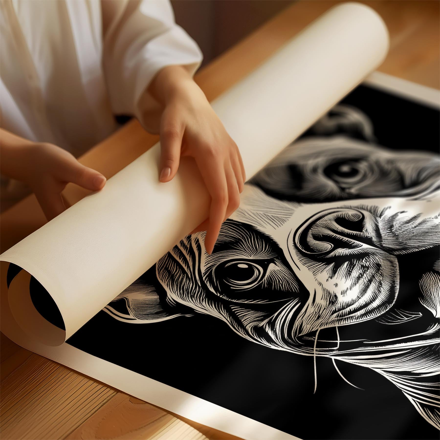 Boston Terrier Line Dog Series in Black and White image 1