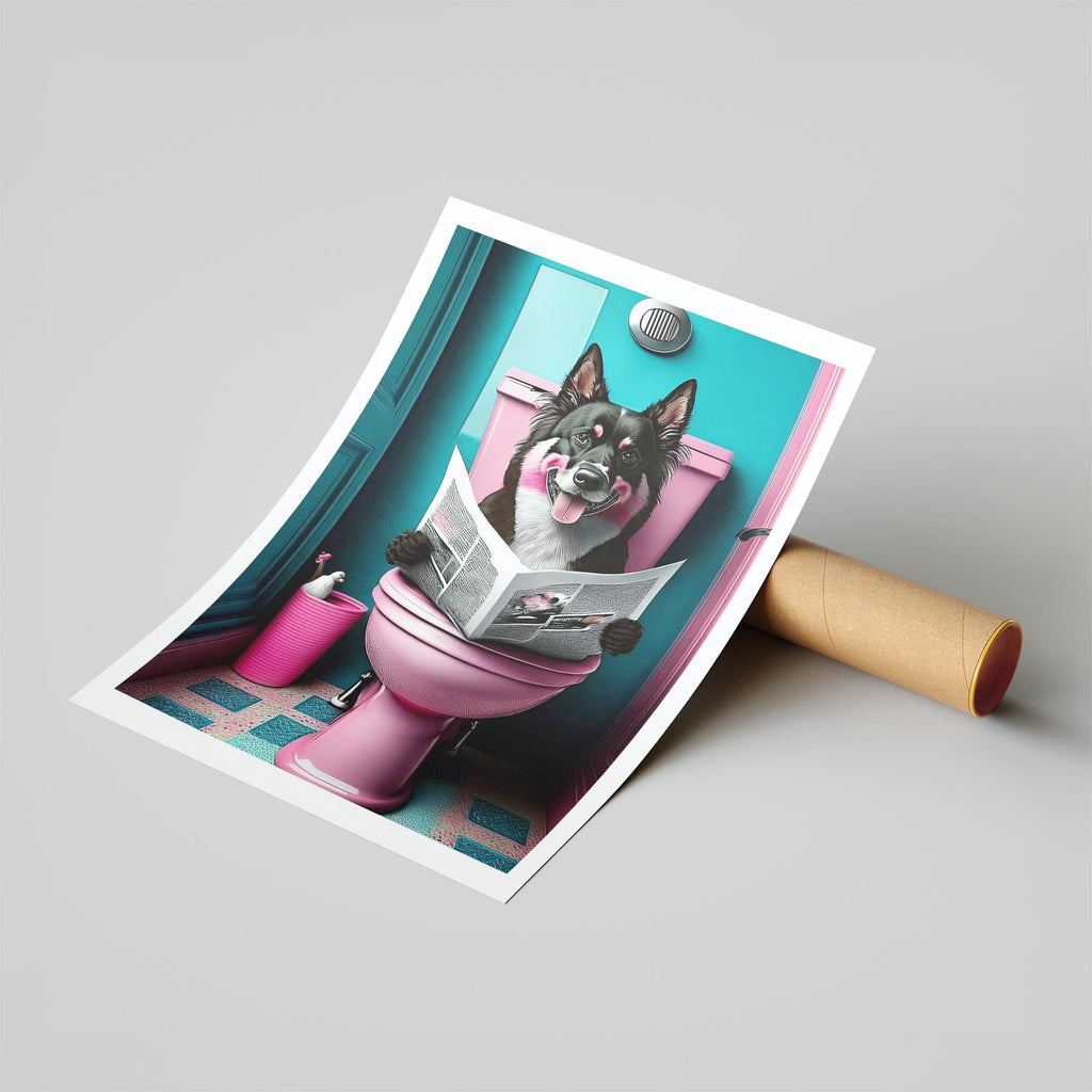 Finnish Lapphund Toilet Dogs PInk and Turquise image 6