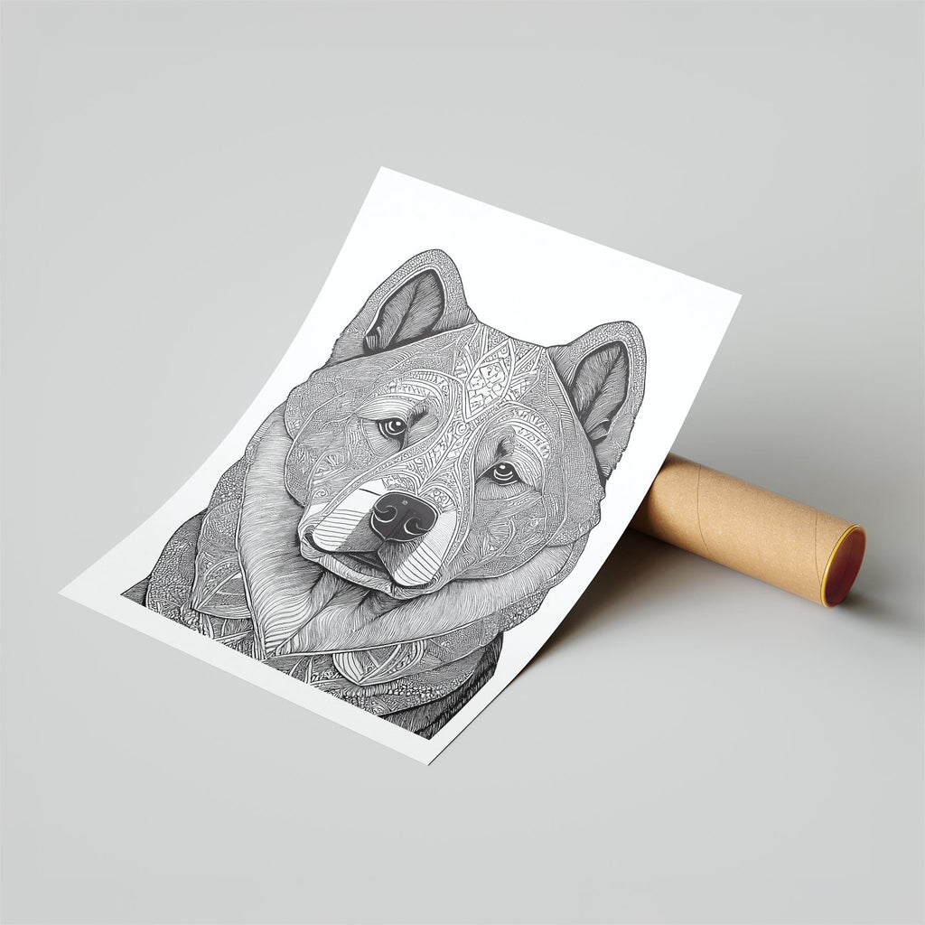 Chow Chow Mandala Black and White Dog Series image 6