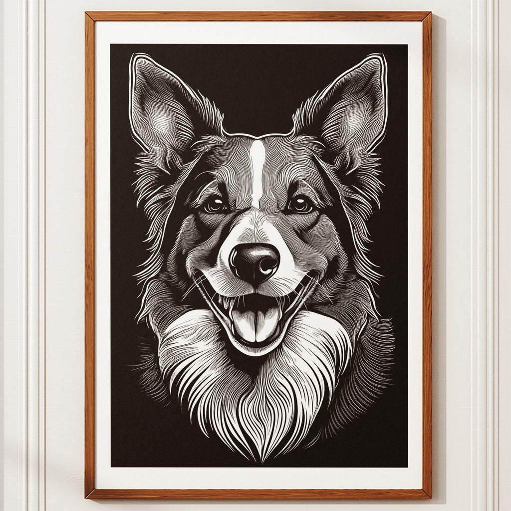 Border Collie Line Dog Series in Black and White image 10