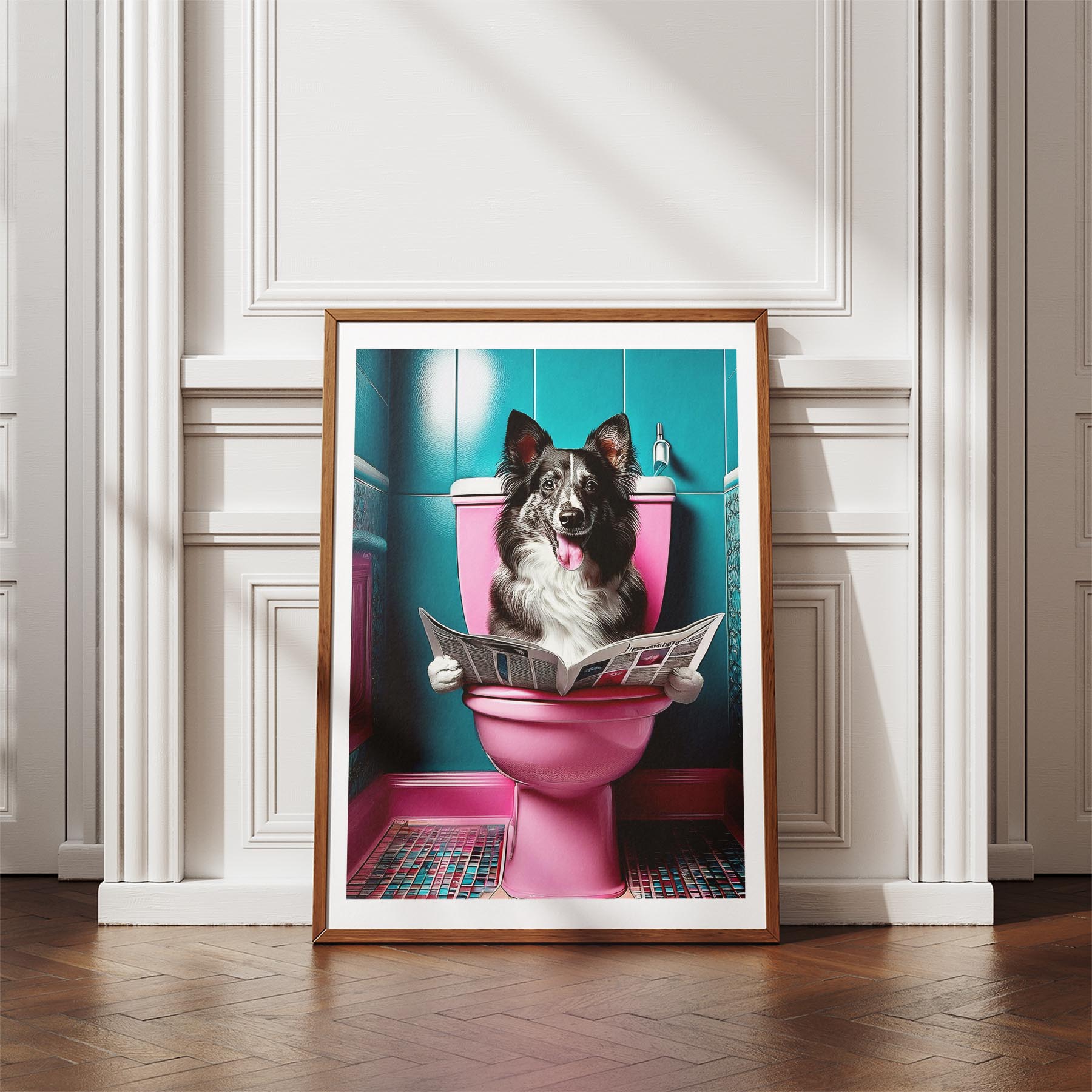 Shetland Sheepdog Toilet Dogs PInk and Turquise image 4