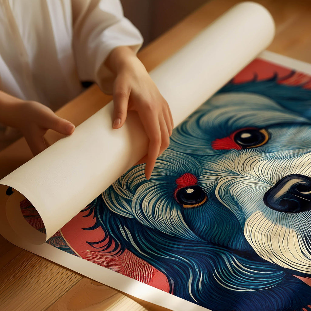 Cavoodle Hokusai Japanese Inspired Dog Series with Text image 1