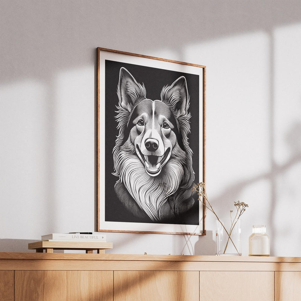 Shetland Sheepdog Line Dog Series in Black and White image 5