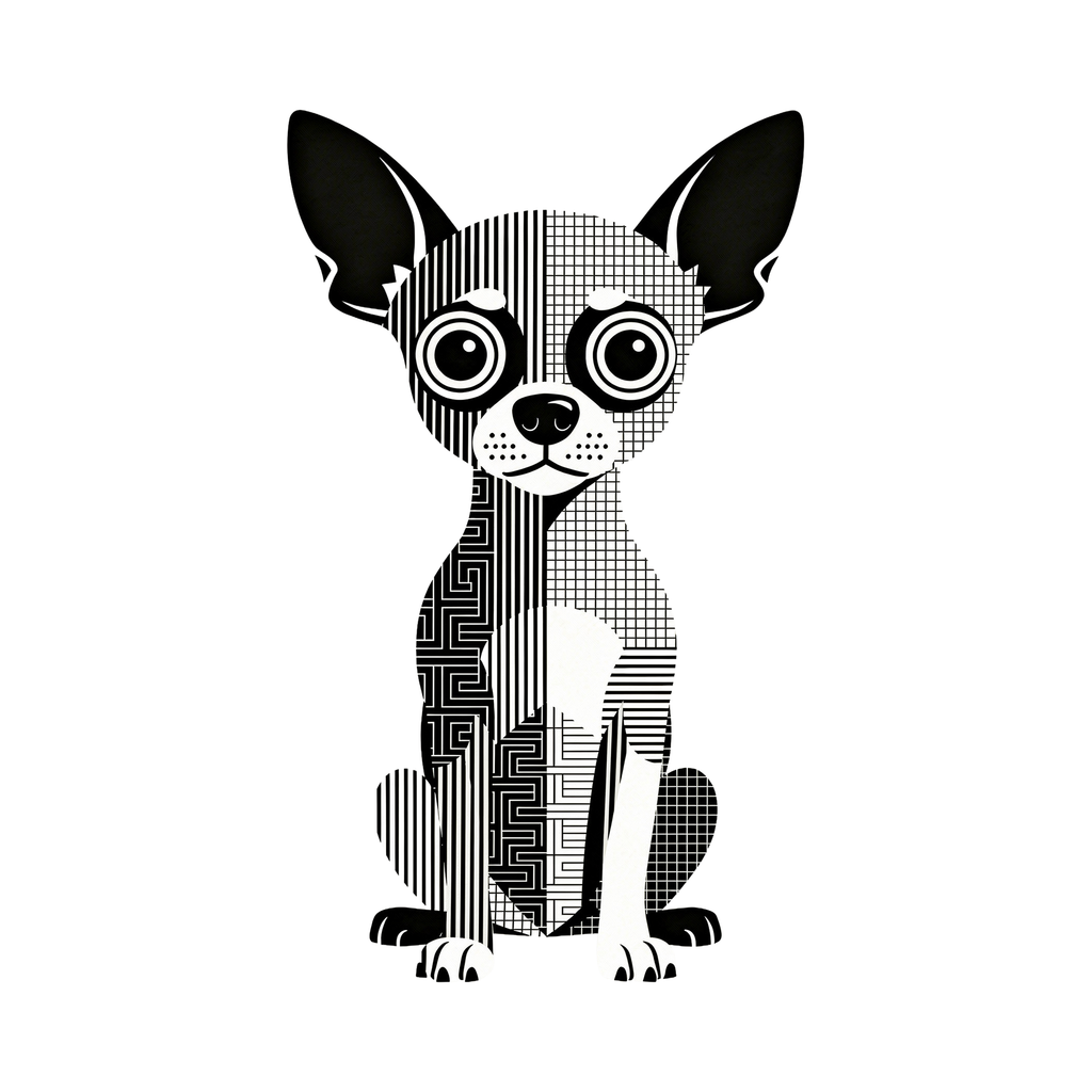 Chihuahua Geometric Line Art - White
