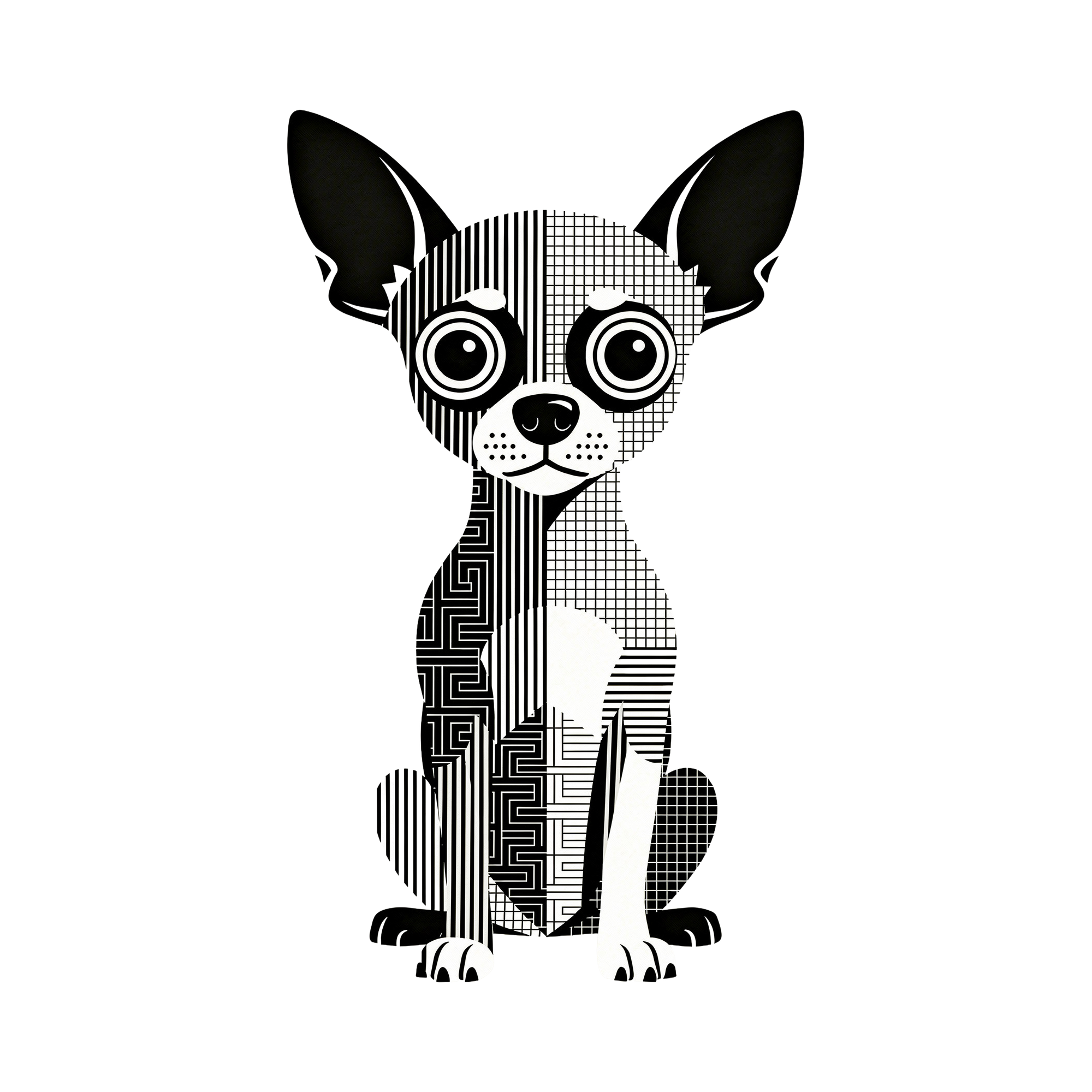 Chihuahua Geometric Line Art - White