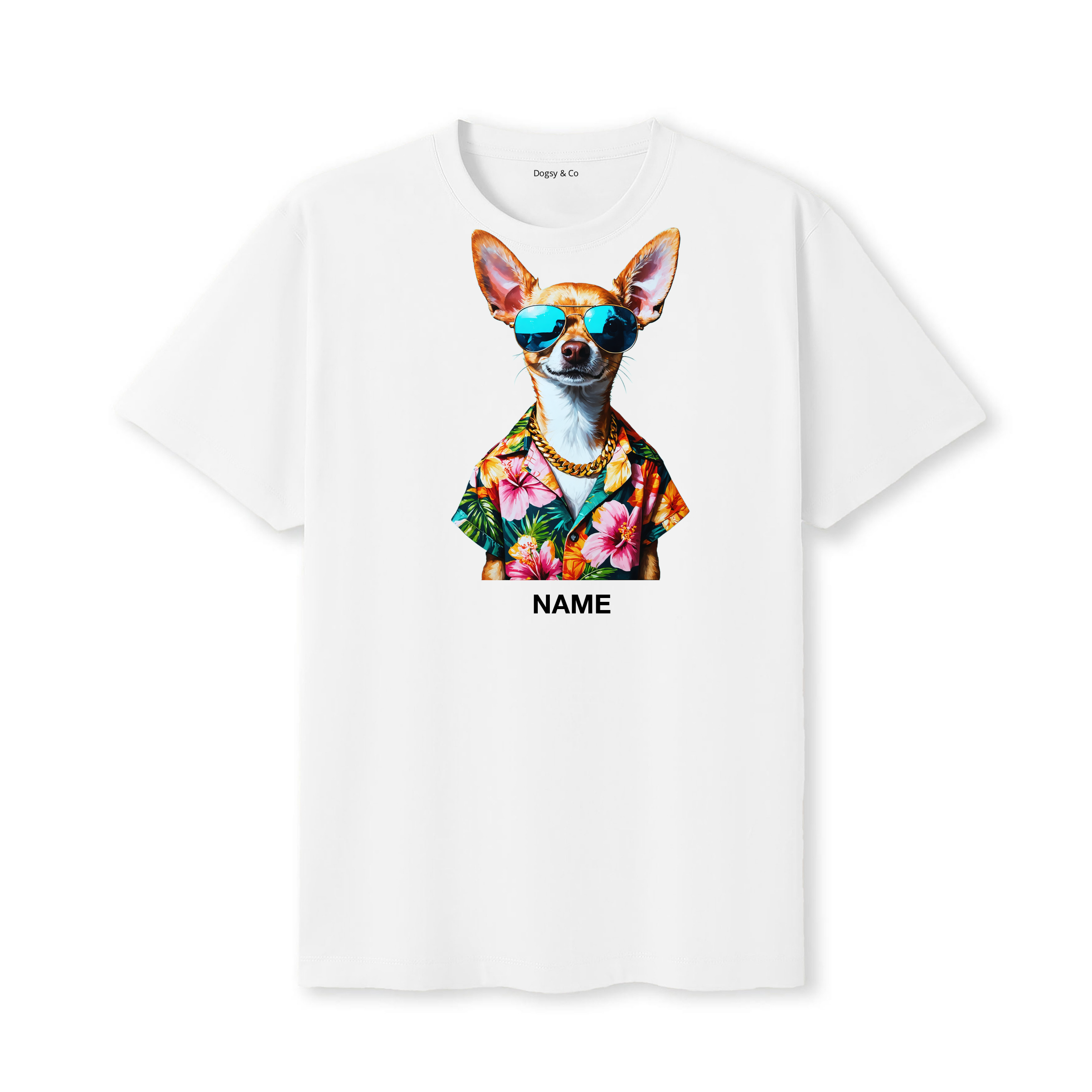 Chihuahua Hawaii Dog Custom T-Shirt - White
