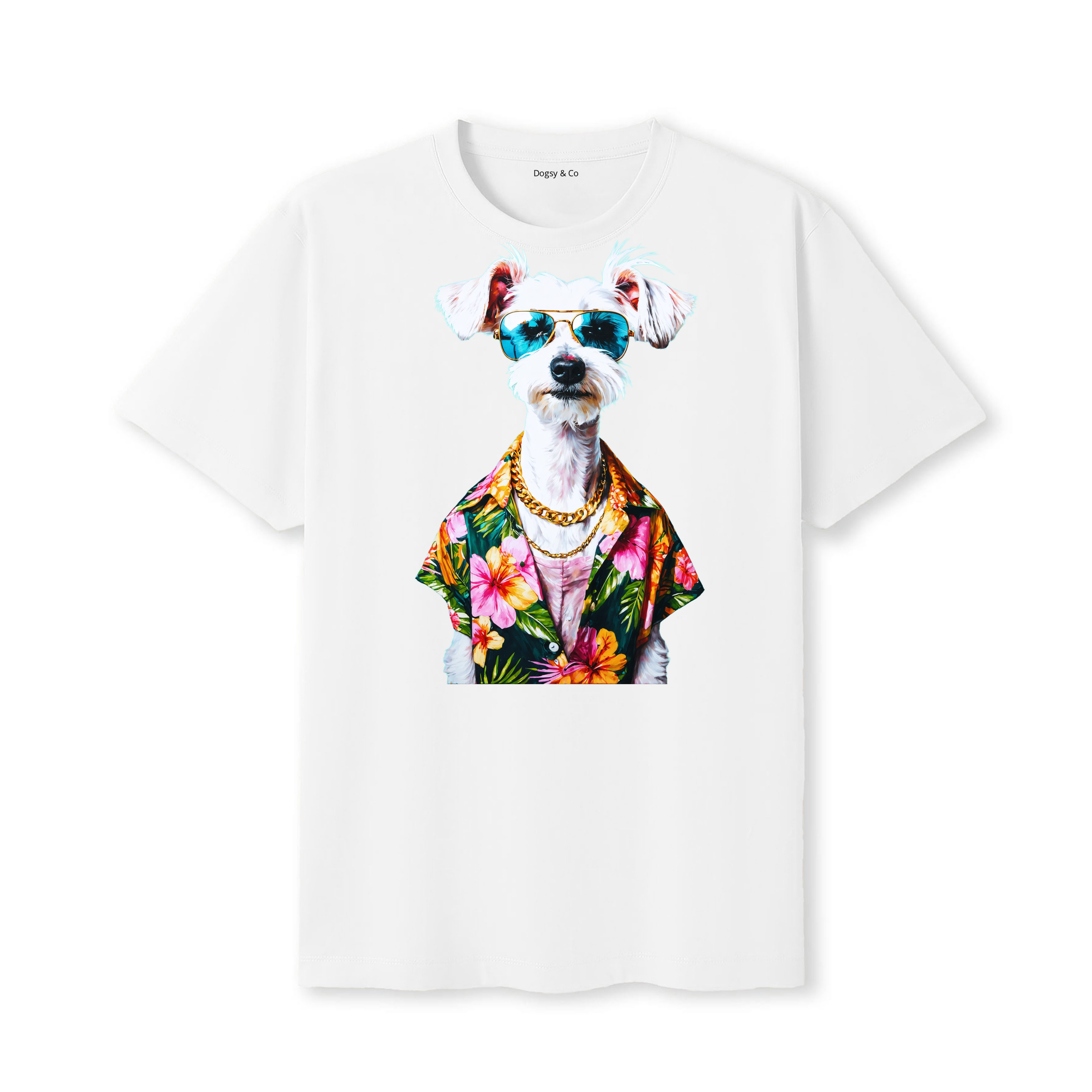 Chinese Crested Hawaii Dog T-Shirt - White