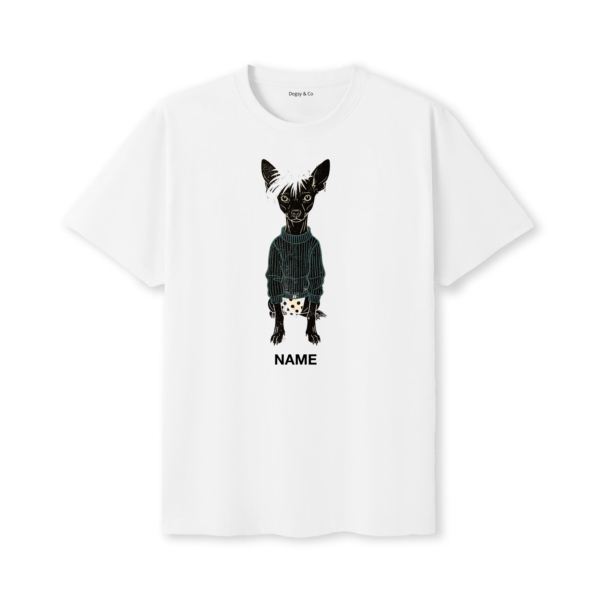 Chinese Crested Jumper Dog Custom T-Shirt - White