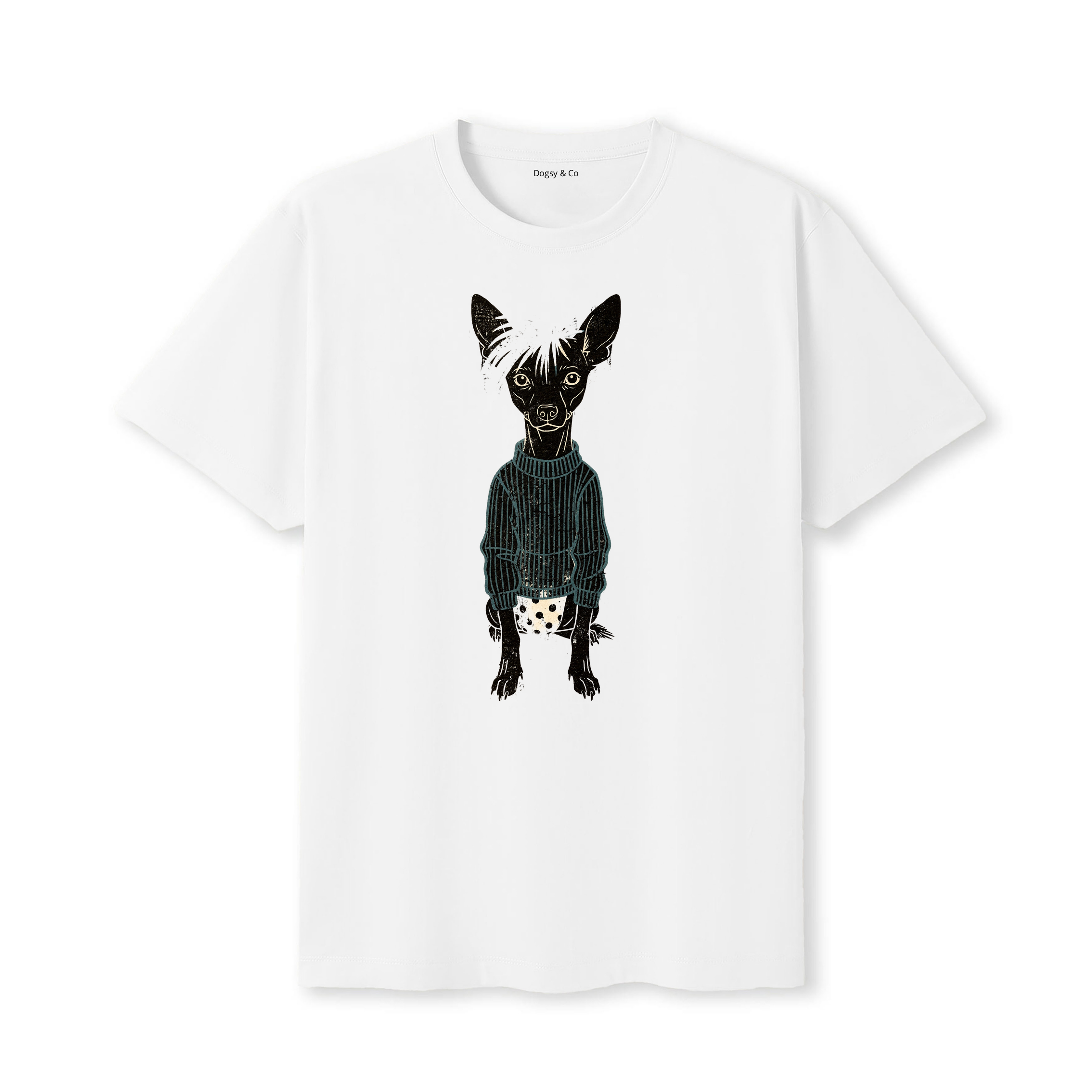 Chinese Crested Jumper Dog T-Shirt - White