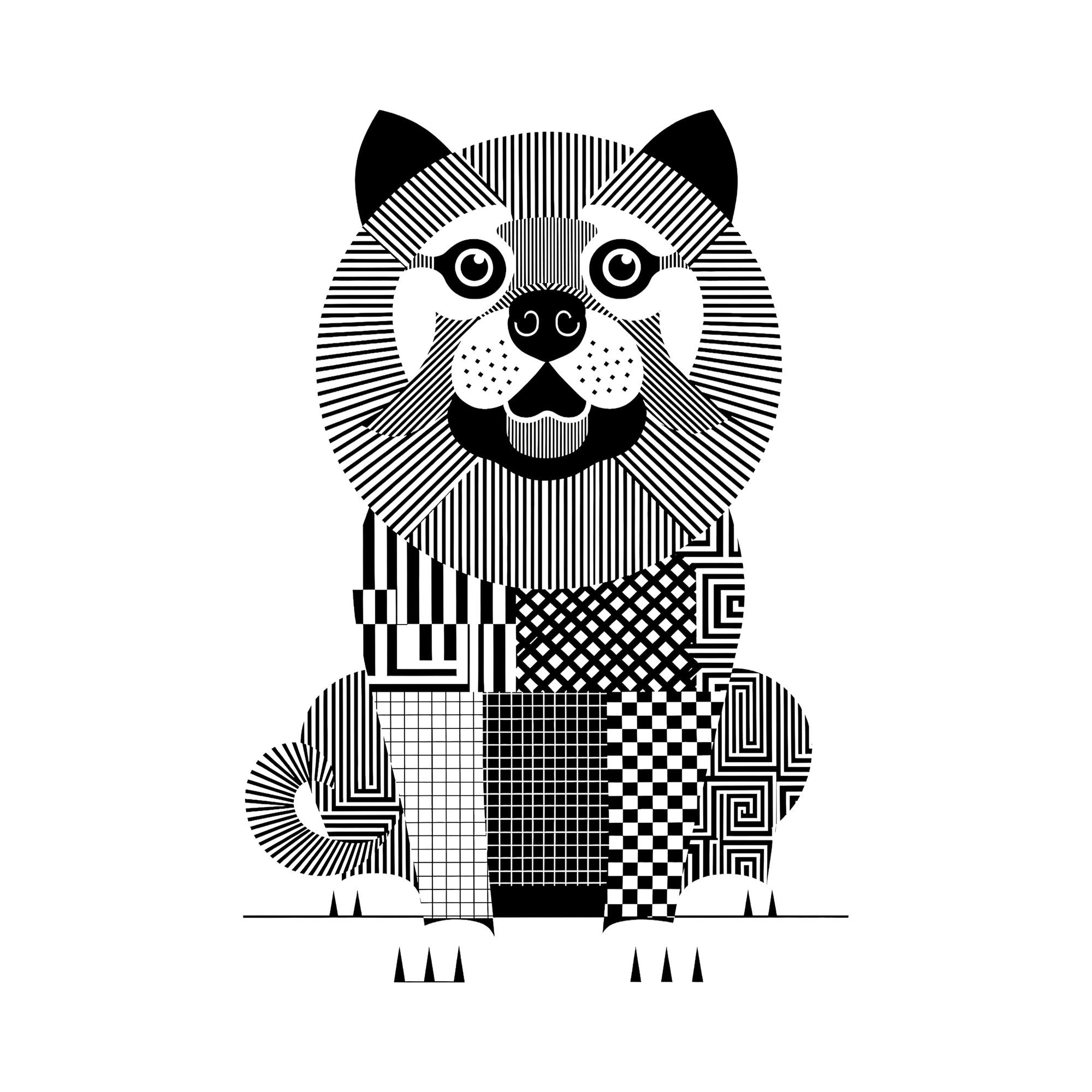 Chow Chow Geometric Line Art - White