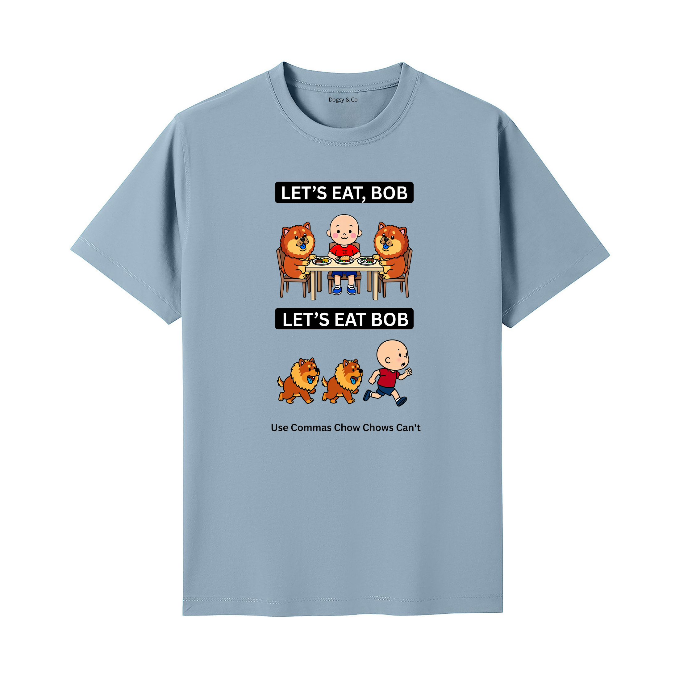 Chow Chow Let's Eat Bob T-Shirt - seafoam blue