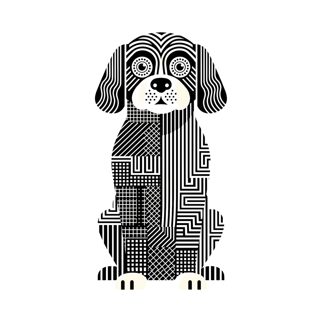 Cobberdog Geometric Line Art - White